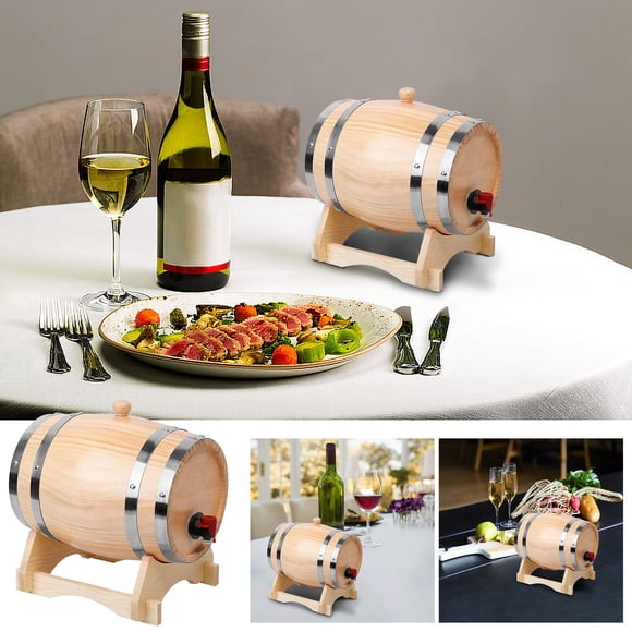 MTBLYS Wine Barrel 1L Wooden Keg Whiskey Dispenser for Aging Miniature Oak Barrel for Cocktails Wine Rum Beer Tequila Home Bar Bbq Dining Use