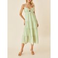 thumbnail image 3 of Kmbangi Robe Midi Cami d'Été pour Femmes Couleur Unie Bretelles Spaghetti Dos Nu Tie-Up Partie Beach A-line Robe, 3 of 9