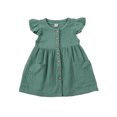 thumbnail image 1 of Gupgi Robe à Manches Volantes pour Filles Couleur Unie Col Rond Robes à Simple Boutonnage, 1 of 9