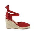thumbnail image 3 of BLISSFUL STEP Chaussures pour Femmes Sandales Espadrilles à Talon Compensé Haut Bout Rond Rouge 5,5, 3 of 8