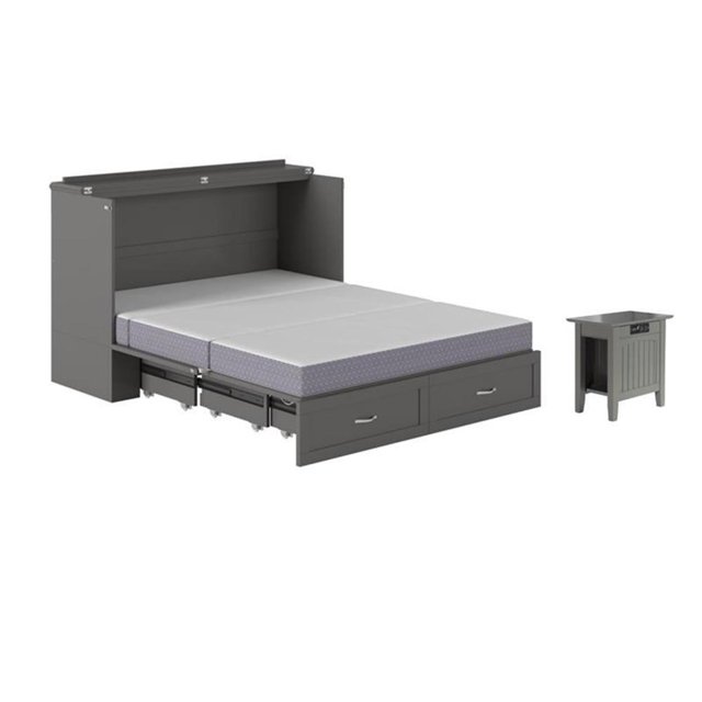 Home Square Ensemble de 2 Lits Escamotables Grand Coffre et Table d'Appoint Gris