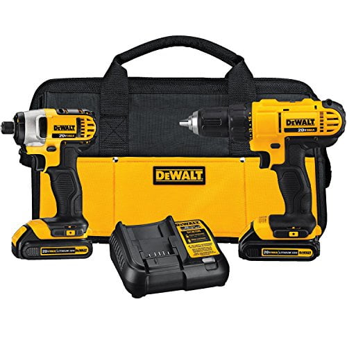 DEWALT 20V MAX Ensemble Combiné de Perceuse Sans Fil, 2 Outils (DCK240C2) Comprenant une Perceuse Compacte DCF885 20V MAX Lithium-Ion de 1/4 Po et une Perceuse/perceuse Compacte DCD771C2 20V MAX Lithium-Ion. Comprend Deux Blocs de Batterie Lithium-Ion de 1,5 Ah, un Chargeur et un Sac de Chantier durable. Les Deux Outils Sont Légers et Conçus pour les Espaces Étroits, avec des Fonctionnalités comme des Anneaux Lumineux DEL