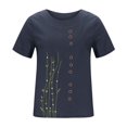 thumbnail image 3 of Birdeem Femmes Manches Courtes Décontracté Col Rond Imprimé Ample Bouton Tunique Chemise Blouse Hauts, 3 of 5