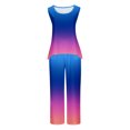 thumbnail image 4 of Mikilon Ensemble Élégant pour Femmes 2 Pcs Débardeur Imprimé Décontracté Sans Manches Col Rond Bleu-B L, 4 of 5