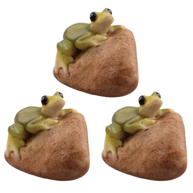 3 Pcs Statues de Grenouille en Résine pour Décoration Couleur Verte Design Classique Imperméable 4.5 Pouces