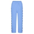 thumbnail image 4 of WEIYLL Womens Pants Solid Color Elastic Waist Loose Side Button Decoration Versatile Ankle-Lengh Blue Pant size M, 4 of 8