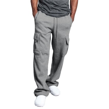 Men 's Fleece Sweatpants Casual Athletic Loose Trousers Straight Leg Jogger Urban Cargo Long Pants Pocket