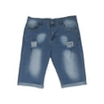 thumbnail image 1 of EOYWHK Mens 100% Denim Shorts Ripped Jean Shorts Stretch Elastic Waist Relaxed Fit Button Zipper Shorts with Pockets, 1 of 5