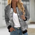 thumbnail image 1 of EQWLJWE Liquidation d'Économies d'Été! Veste Bomber de Baseball Zippée à Poches Imprimées Décontractée pour Femmes, Manteau, 1 of 5
