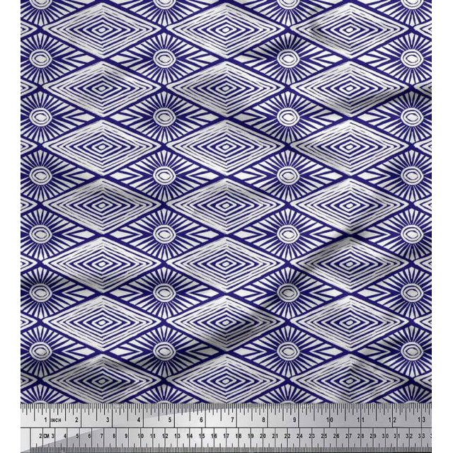 Soimoi Poly Georgette Fabric Geometric Block Fabric Prints by Yard 52 Inch Wide