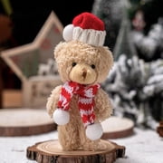 Vaidha Christmas Teddy Bear with Red Scarf | Brown Cuddly Plush Toy | 6.3-Inch Hand Companion for DIY Crafts, Cake Decoration & Holiday Ornaments | Soft Polyester Material | 1 Piece