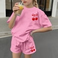 thumbnail image 4 of Robe d'Été avec Manches Ensemble de Loisirs d'Été pour Enfants Col Rond Manches Courtes Haut et Shorts Ensemble Deux Pièces Mignon Ensemble d'Été, 4 of 6