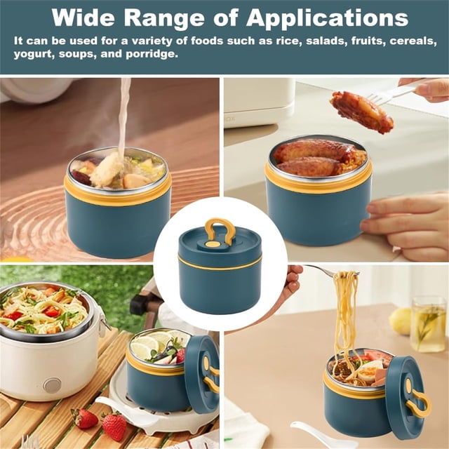 Food Storage Product Title for Thermal Food Container 650 Ml Warming Lunch with Spoon and Safe Insulation for Hot Meals