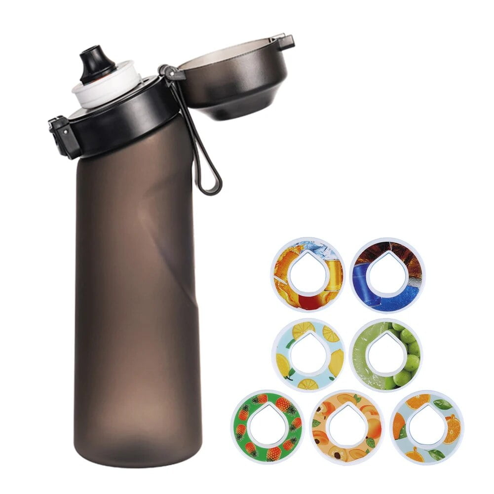Air Up Flavored Water Bottle Scent Water Cup 7 Fruit Pods Flavored Sports Water Bottle For Outdoor Fitness With Straw Flavor Pod Grey with 7pads