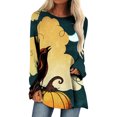 thumbnail image 2 of Costumes d'Halloween pour Femmes 2023 en Liquidation T-Shirt à Col Rond Oversize pour Femmes T T-Shirts à Imprimé d'Halloween T-Shirt à Manches Courtes Blouse Hauts, 2 of 5