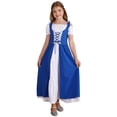 thumbnail image 1 of YiZYiF Robe Vintage Médiévale Renaissance à Manches Courtes pour Filles Enfants Halloween Festival Jeu de Rôle Fête Robes de Bal Bleu 14, 1 of 5