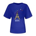 thumbnail image 4 of TINZ T-Shirt pour Femme Été Haut à Manches Courtes Col Rond Haut à Motif Haut Décontracté Chandails de Football pour Dames Chandails d'Été pour Femmes T-Shirt à Manches Courtes, 4 of 4