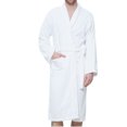 thumbnail image 1 of Penkiiy Robe en Molleton Peignoir Homme Uni Décontracté Garder au Chaud Poche Robe de Nuit Peignoir L Blanc, 1 of 7