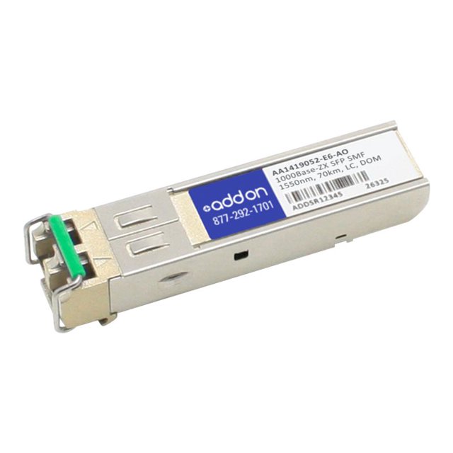 AddOn Avaya AA1419052-E6 Compatible SFP Transceiver - SFP (mini-GBIC) module Transceiver (Équivalent à: Avaya/Nortel AA1419052, Avaya/Nortel AA1419052-E5, Avaya/Nortel 1419052-E6) - GigE - 1000Base-ZX - LC Monomode - jusqu'à 43,5 miles - 1550 nm - pour Switch de Routage Ethernet
