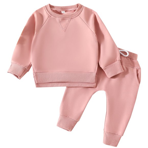 Ymyiu New Born Clothes Baby Girl Casual Baby Girl 2-Piece Outfit Set: Soft Infant Top + Comfy Toddler Pant (Pink,18-24 Months)
