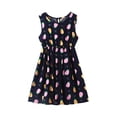 thumbnail image 1 of GDREDA Robe d'Été pour Fille 2025 Filles Tout-Petits Enfants Col Rond Été Sans Manches Décontractée Plage Imprimés Floraux Robe de Fête Noir, 4-5 Ans, 1 of 3