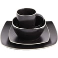 thumbnail image 3 of Gibson Elite Soho Lounge Square 16 Piece Stoneware Dinnerware Set, Black, 3 of 6