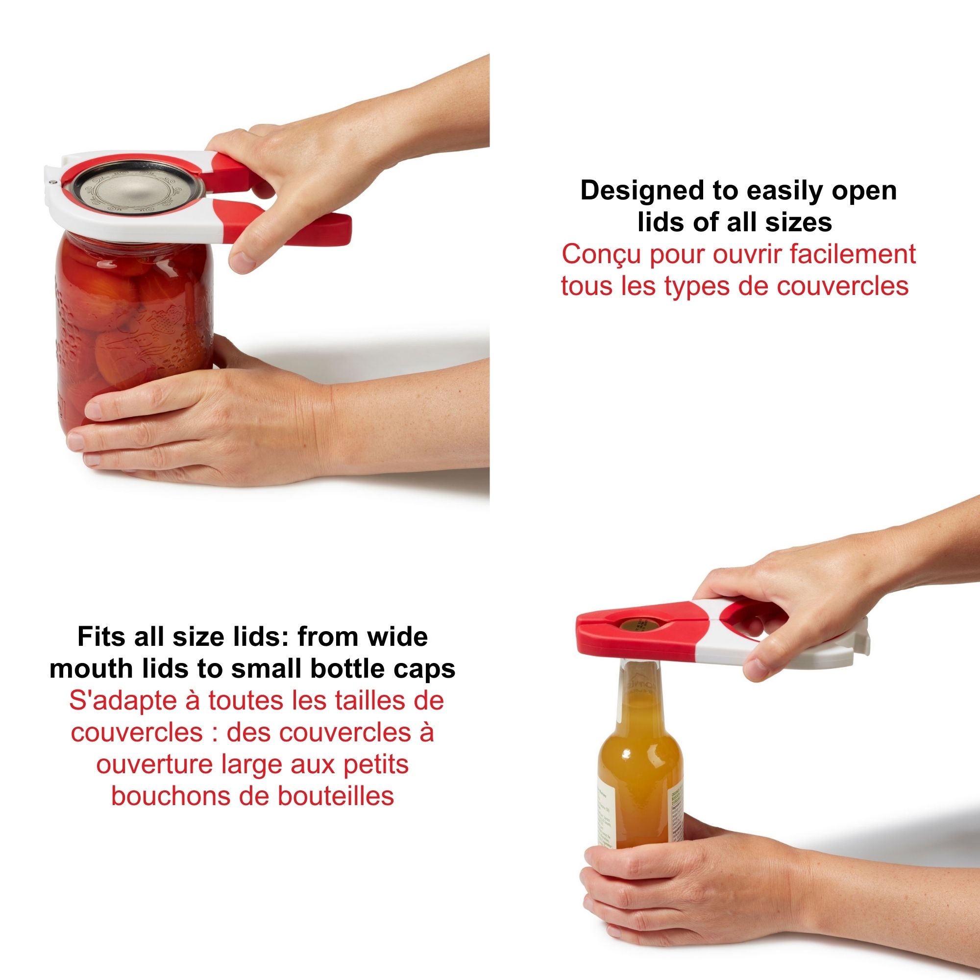 Starfrit Multitool Opener, Opens Lids of All Sizes, Non-Slip Handles for Secure Grip, Built-In Seal Popper, Jar and Bottle Opener Tool, Easy to Use, Dishwasher Safe