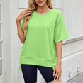 thumbnail image 4 of T-shirts à Manches Courtes pour Femmes Été Col Rond Décontracté Mode T-Shirt Basique Vêtements Mignons Tenues Tendance, 4 of 6