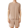 thumbnail image 1 of WRKEKC Ensemble de Pyjama pour Homme Décontracté Col Rond Manches Courtes Short Ensemble de Nuit pour Homme Été Tenue d'Intérieur, 1 of 3