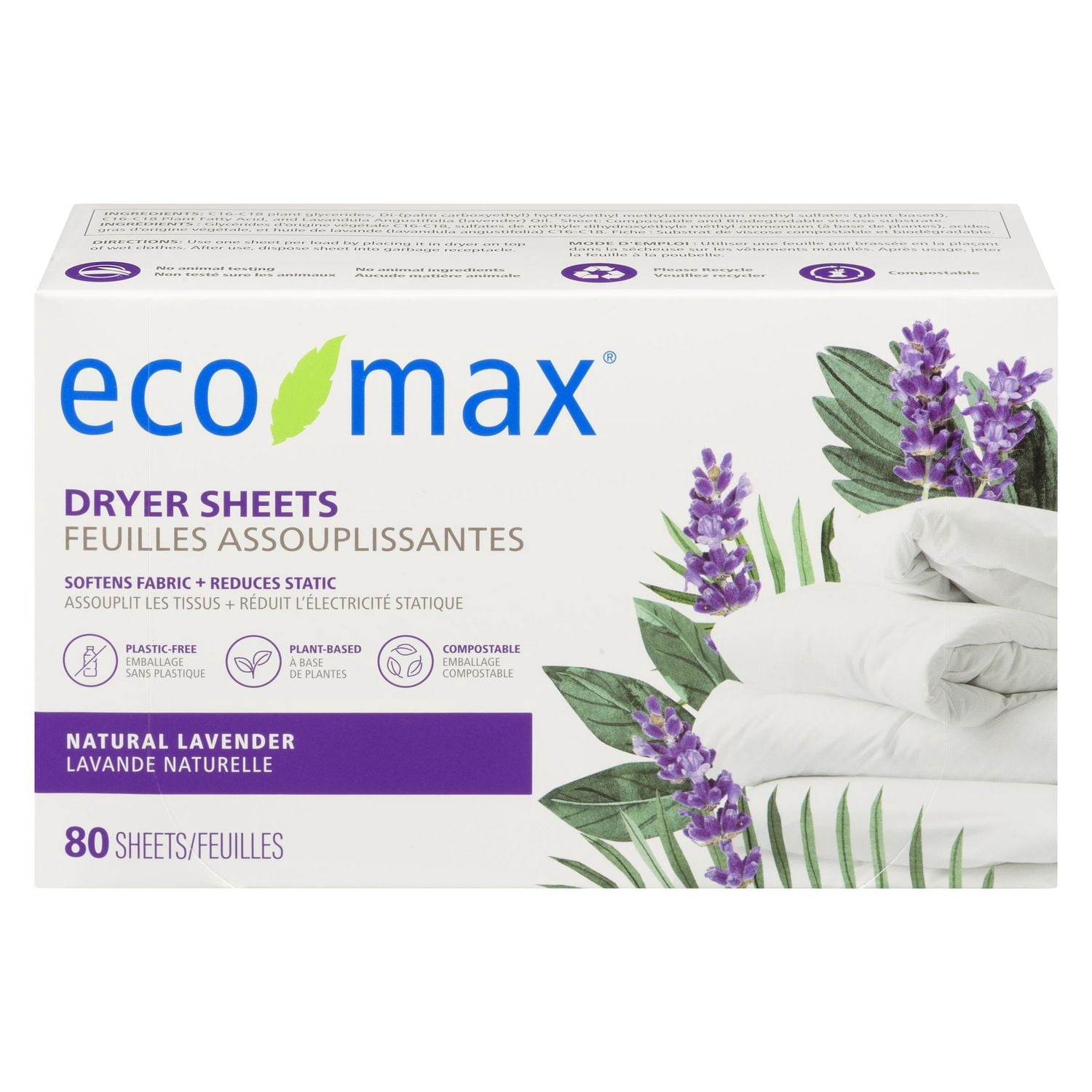 Eco-Max Natural Lavender Dryer Sheets 80 sheets