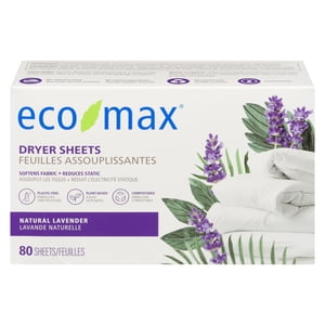 Eco-Max Feuilles de sécheuse à lavande naturelle 80 Feuilles