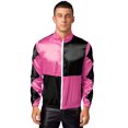 thumbnail image 1 of Oyolan Veste de Course pour Hommes avec Fermeture Éclair avant en Satin, Manteau Habillé, Rose Vif et Noir, 1 of 7