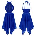 thumbnail image 5 of Xnihocha Robe de Danse Lyrique Latine Moderne de Ballet pour Filles, Paillettes, Dos Ajouré, Robe de Danse avec Jupe Irrégulière, Tenue de Danse Bleu Royal 8, 5 of 5