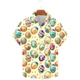 thumbnail image 2 of VBTAPA Mens Spring Shirts Happy Easter Day Rabbit Eggs Print Button Down Shirt Short Sleeve Hawaiian Beach Party Tops Daily Sales Multicolor XL, 2 of 6