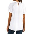 thumbnail image 3 of Women Cutout Crochet Spliced Keyhole Back Mock Neck Solid Color Tops, 3 of 7