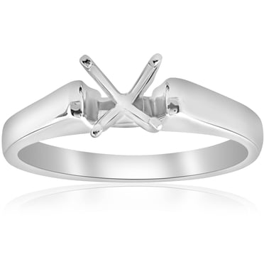Monture de Bague de Fiançailles Cathédrale Solitaire en Or Blanc 14k Semi-Monture Pleine