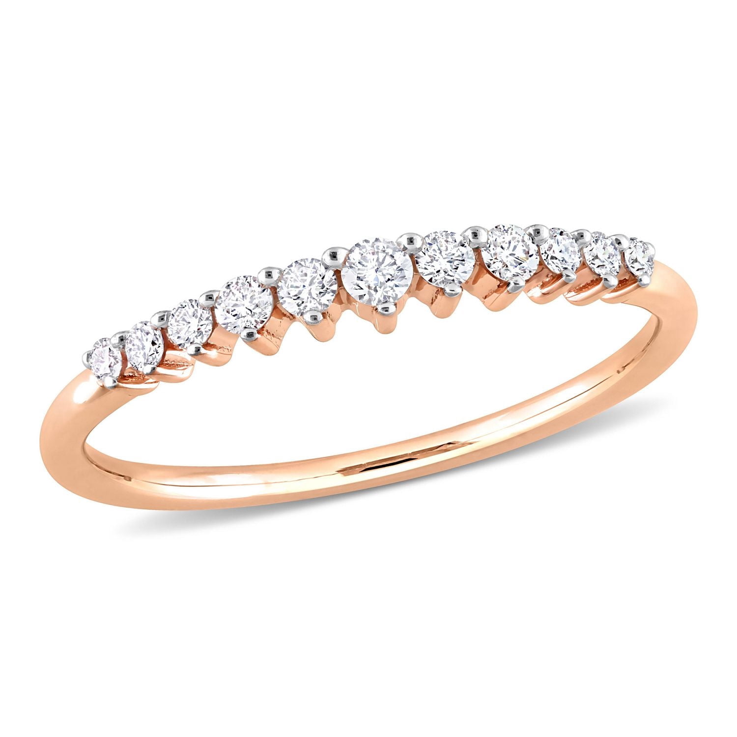 Miabella 1/5 Carat T.W. Diamond 14K Rose Gold Graduated Semi-Eternity Ring