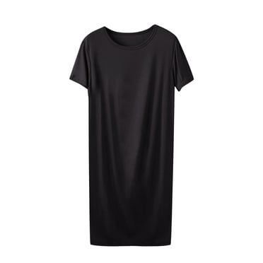 Ohufall Plus Size Womens Nightgowns Short Sleeve Round Neck Nightshirts Stretch Thin Loose Sleepshirt，Size XL-5XL