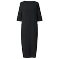 thumbnail image 3 of Innerwin Robe Midi Simple Robes pour Femmes Plage Col Rond Confortable Noir TG, 3 of 4