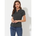thumbnail image 3 of INSPIRE CHIC Blouse Haut de Travail de Bureau pour Femme à Pois Imprimés, Col en V, Manches Courtes, 3 of 6