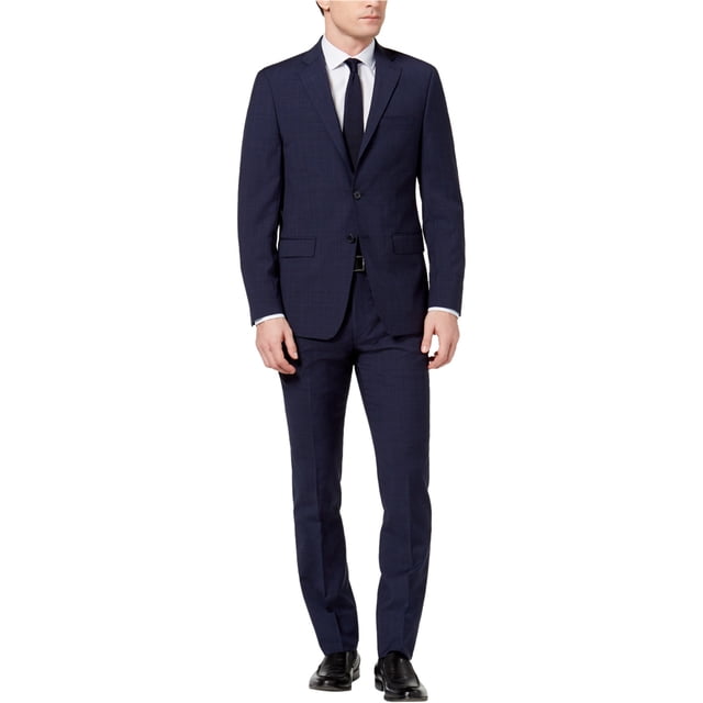 Calvin Klein Smoking Formel à Carreaux pour Hommes, Bleu, 46 Régulier / 39W x Inachevé
