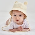 thumbnail image 4 of Zwiiyzr 2025 3-12 Months Infant Baby Boys Girls Summer Sun Protection Fashion Solid Color Outdoor Sun-Hat Cute Bear Ears Sunscreen Hat Cap Beige, 4 of 7