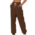 thumbnail image 1 of Pisexur Womens Sweatpants Ribbed Straight Leg Sweatpants High Waist Workout Jogging Pants Trendy Casual Solid Color Sweat Pants Baggy Comfort Drawstring Wide Leg Pants Loungewear with Pockets, 1 of 6