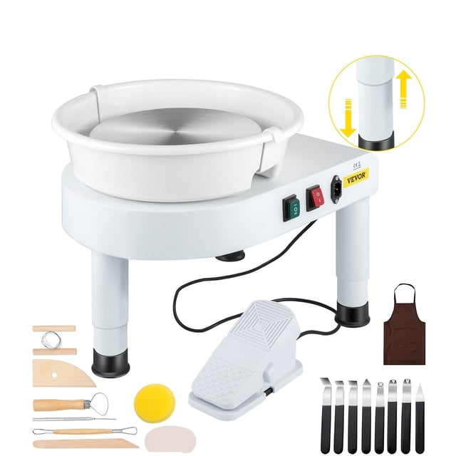 Electric Pottery Wheel Machine 28CM 35CM Foot Pedal W/ Shaping Tools For School Ceramic Clay Working Forming DIY Art Craft ,Long Lasting