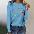 thumbnail image 2 of Pisexur Hauts d'Automne pour Femmes Mode Mignon Cœur Graphique Imprimé T-Shirt Hauts Col Rond Manches Longues Chemises pour Femmes Habillées Décontractées Sorties Hauts Confort Polyvalent Léger T-Shirts, 2 of 5