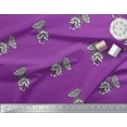 thumbnail image 3 of Soimoi Purple Poly Georgette Fabric Floral & Insect Decor Fabric Printed BTY 42 Inch Wide, 3 of 3