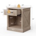 thumbnail image 2 of Gymax Table de Chevet 2 Pcs avec Tiroir et Tablette Table de Chevet Rustique en Bois Chambre Naturel, 2 of 10