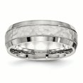 thumbnail image 1 of Stainless Steel Brushed and Polished Hammered 7.50mm Band Ring 12 Size, 1 of 6