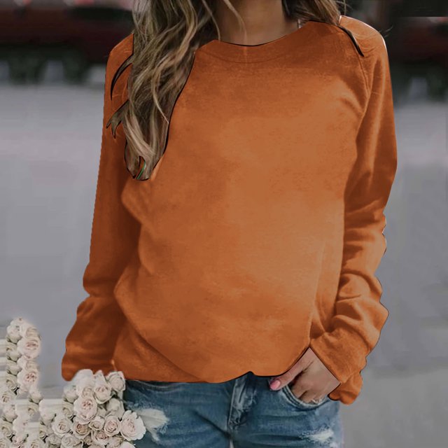 EQWLJWE Chandails en Molleton pour Femmes Grande Taille Liquidation Pull à Manches Longues d'Automne Décontracté Mignon Col Rond Chandail en Molleton Ample Pull Tops Chemises 2023 Femmes Chandails en Molleton Sans Capuche