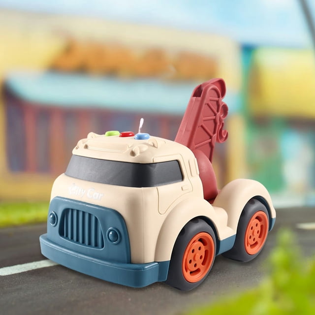 Children's Simulation Engineering Car Toy, Sound And Light Music, Brown, ABS Material, Various Models, Flexible Wheels, Promotes Imaginative Play, Gift for Boys And Girls